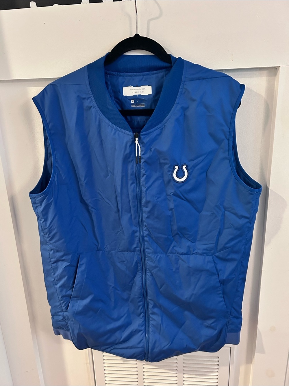 Nike NFL On Field Indianapolis Colts Team Issued Dallas Clark Full-Zip Vest LG